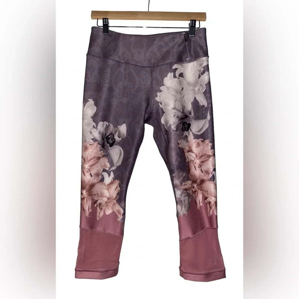 Calia Floral Crop Mesh Insert Leggings Gym Yoga Workout Women M Athleisure - Picture 1 of 7